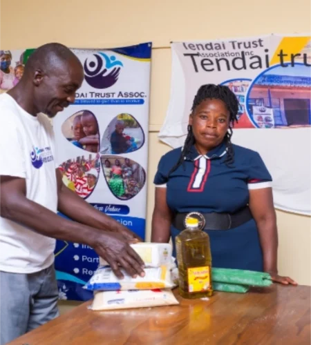 mothers with disabled children receiving donations